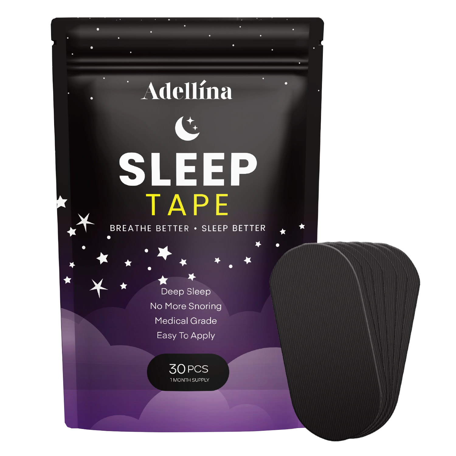 Adellina Basic Mouth Sleep Tape — Soft & Breathable Micropore (30 Tapes)
