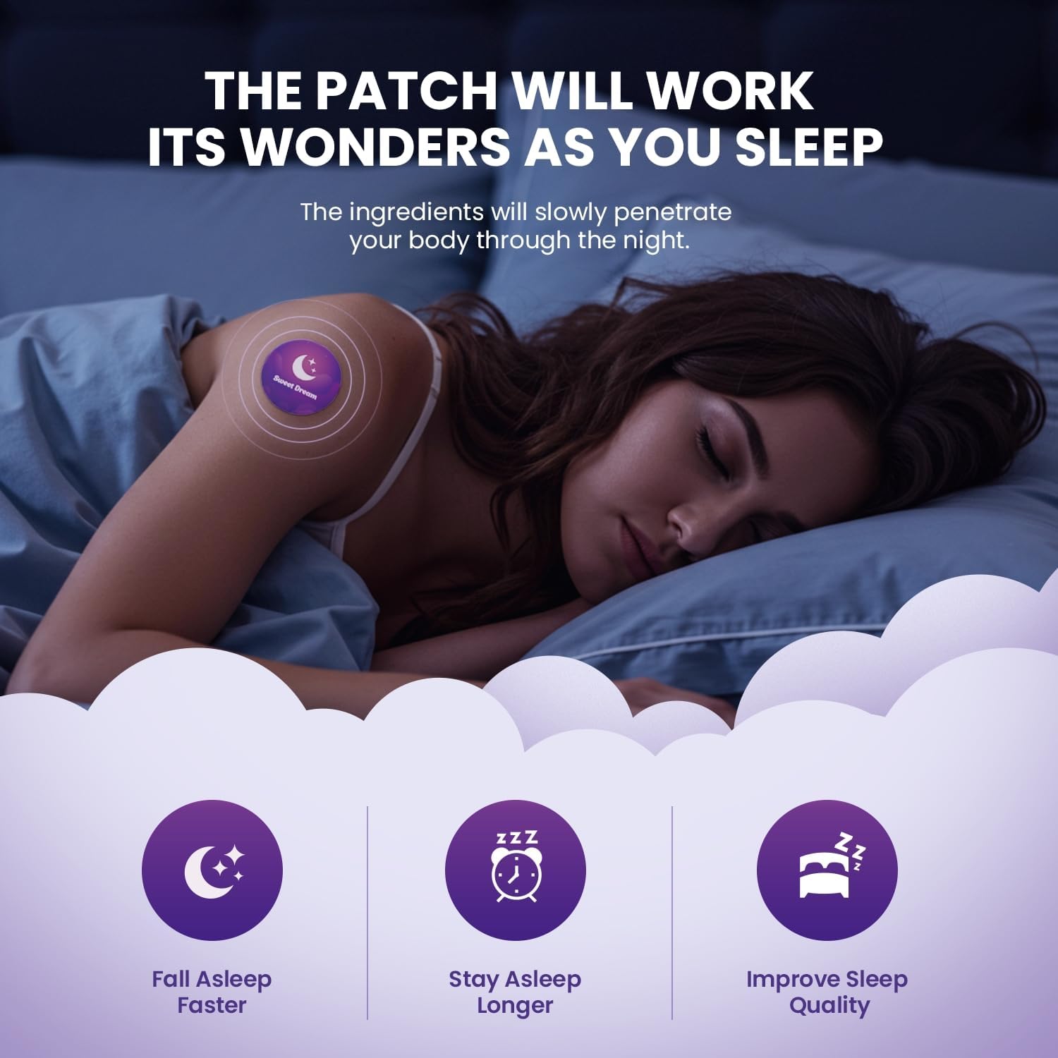 Adellina Sleep Patches for Adults Extra Strength: Easy-to-Apply Sleep Patch with Melatonin & Valerian 30 Patches (Purple)