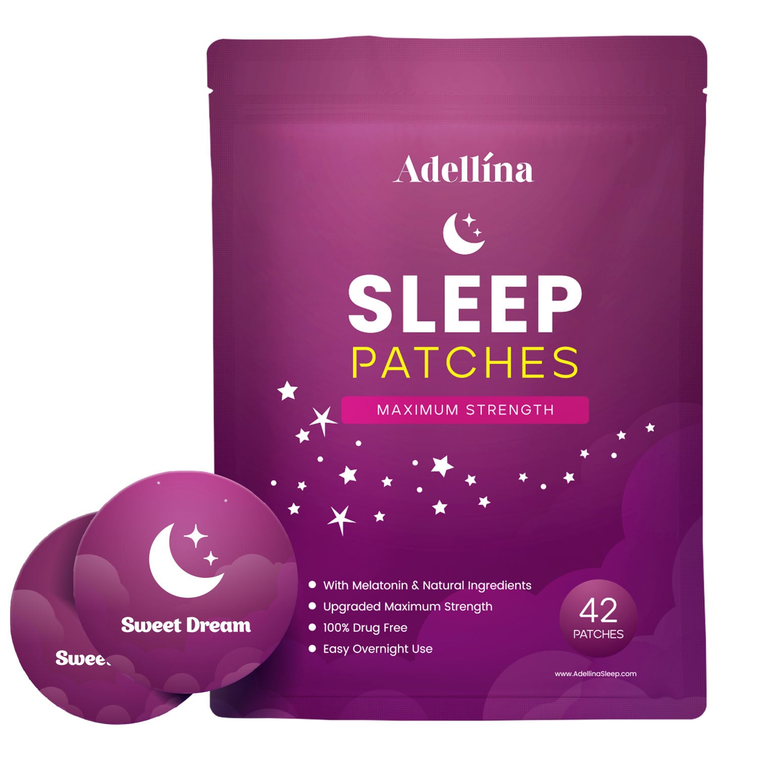 Adellina Sleep Patches for Adults 42 Count – Easy-to-Apply Plant-Based Patches with Melatonin & Valerian for Men and Women