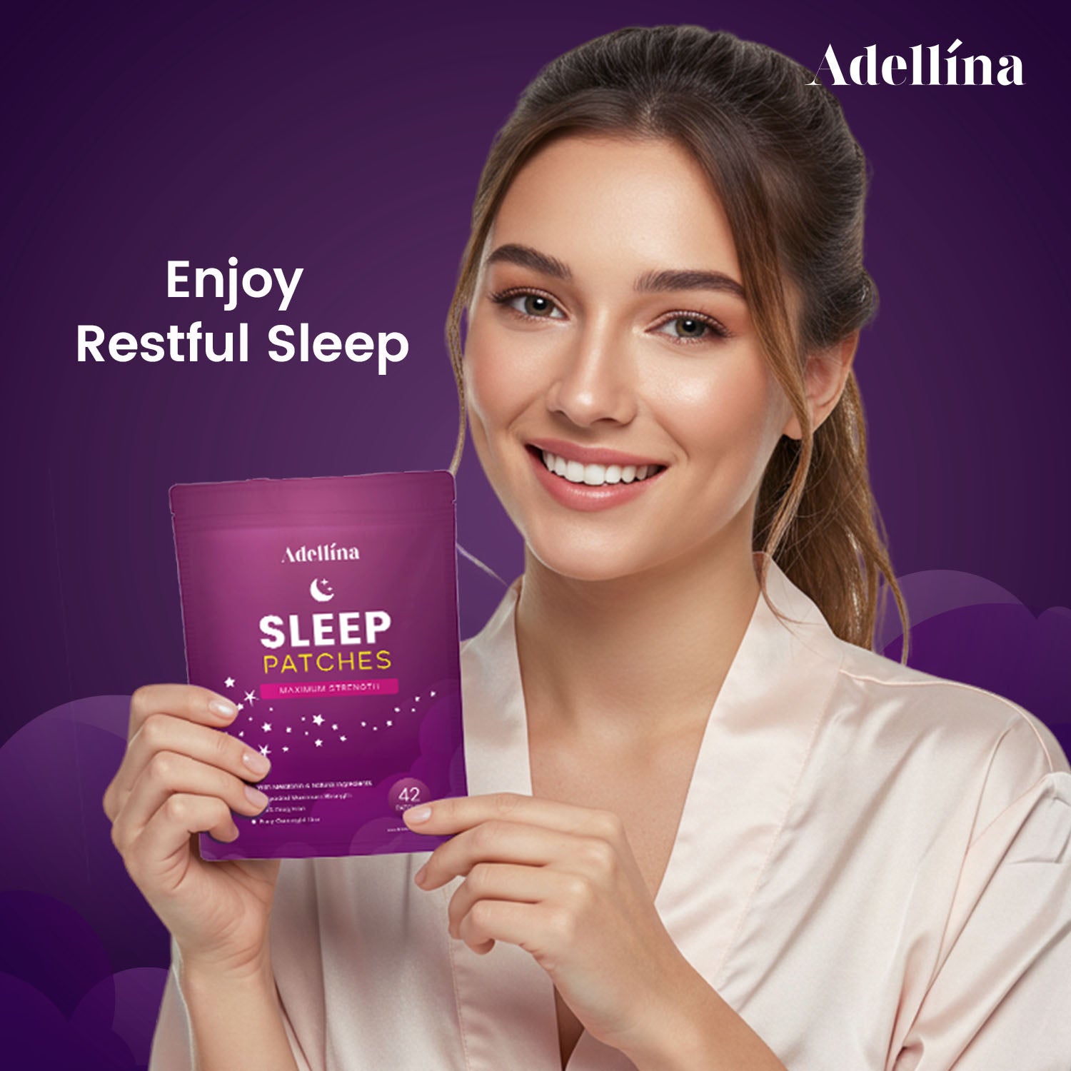 Adellina Sleep Patches for Adults 42 Count – Easy-to-Apply Plant-Based Patches with Melatonin & Valerian for Men and Women