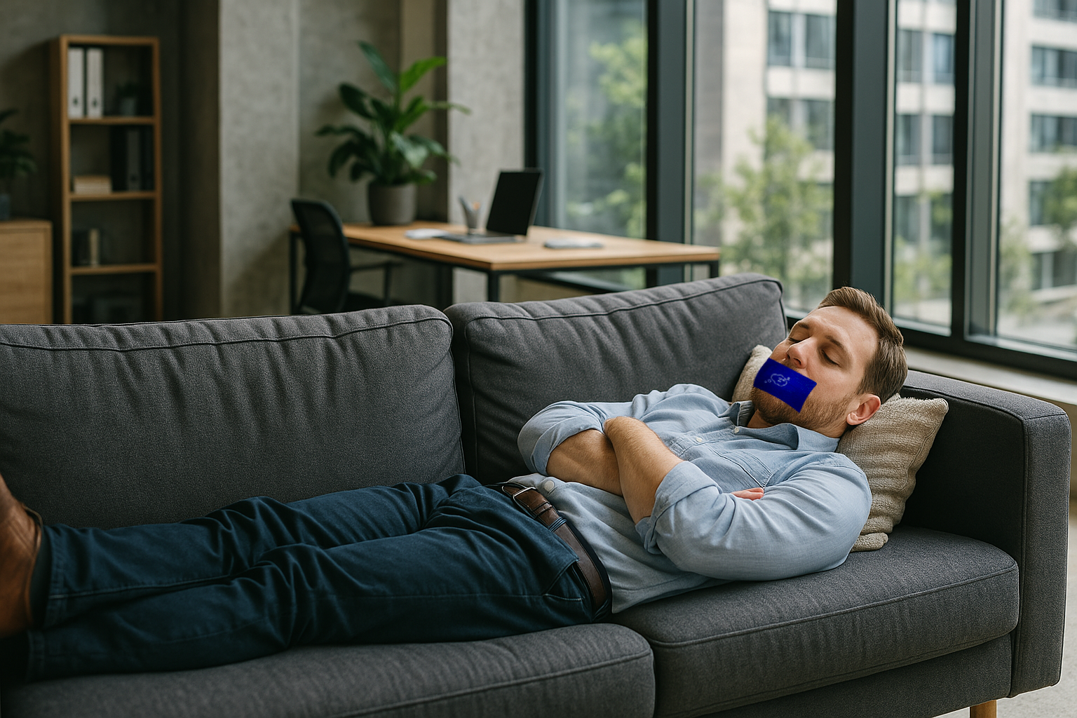 Daytime nap with Adellina Dream Mouth Sleep Tape – breathable micropore design