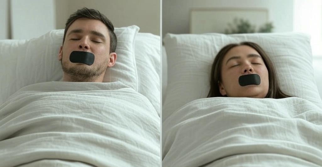 Sleeping peacefully with Adellina mouth tape for snoring relief quality deep sleep