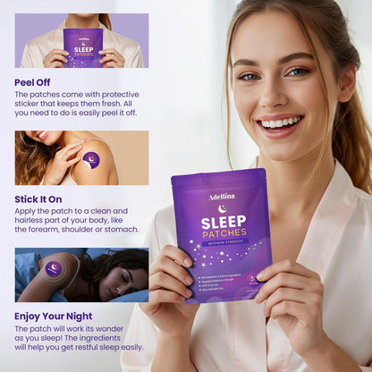 Adellina Sleep Patches for Adults Extra Strength: Easy-to-Apply Sleep Patch with Melatonin &amp; Valerian 30 Patches (Purple)