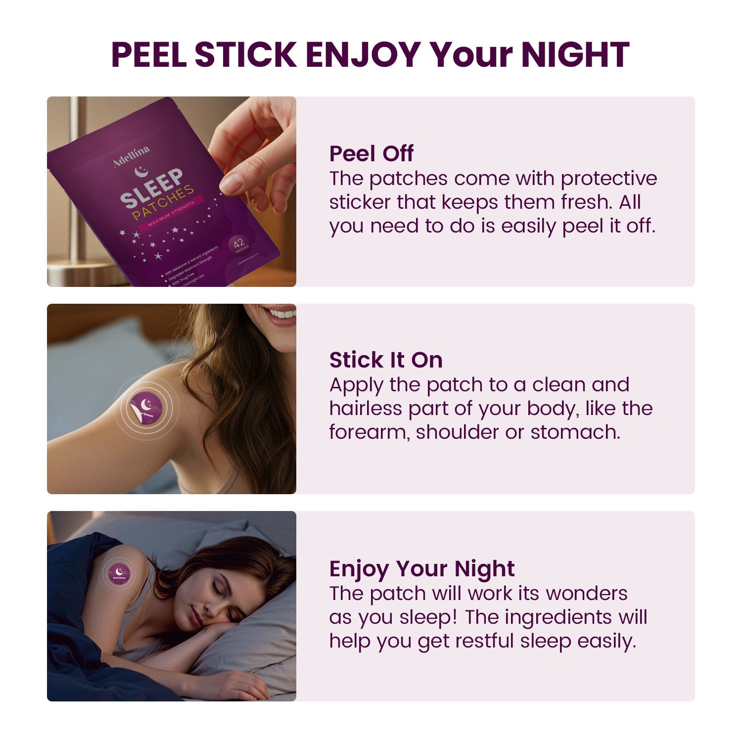 Sleep Patches for Adults Extra Strength: Easy-to-Apply Sleep Patch with Melatonin &amp; Valerian 42 Patches