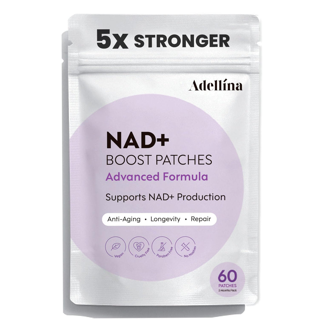 Adellina NAD+ Patches for Women 60 Count: Advanced Formula with NMNH Nicotinamide Coq10-2 Months Pack
