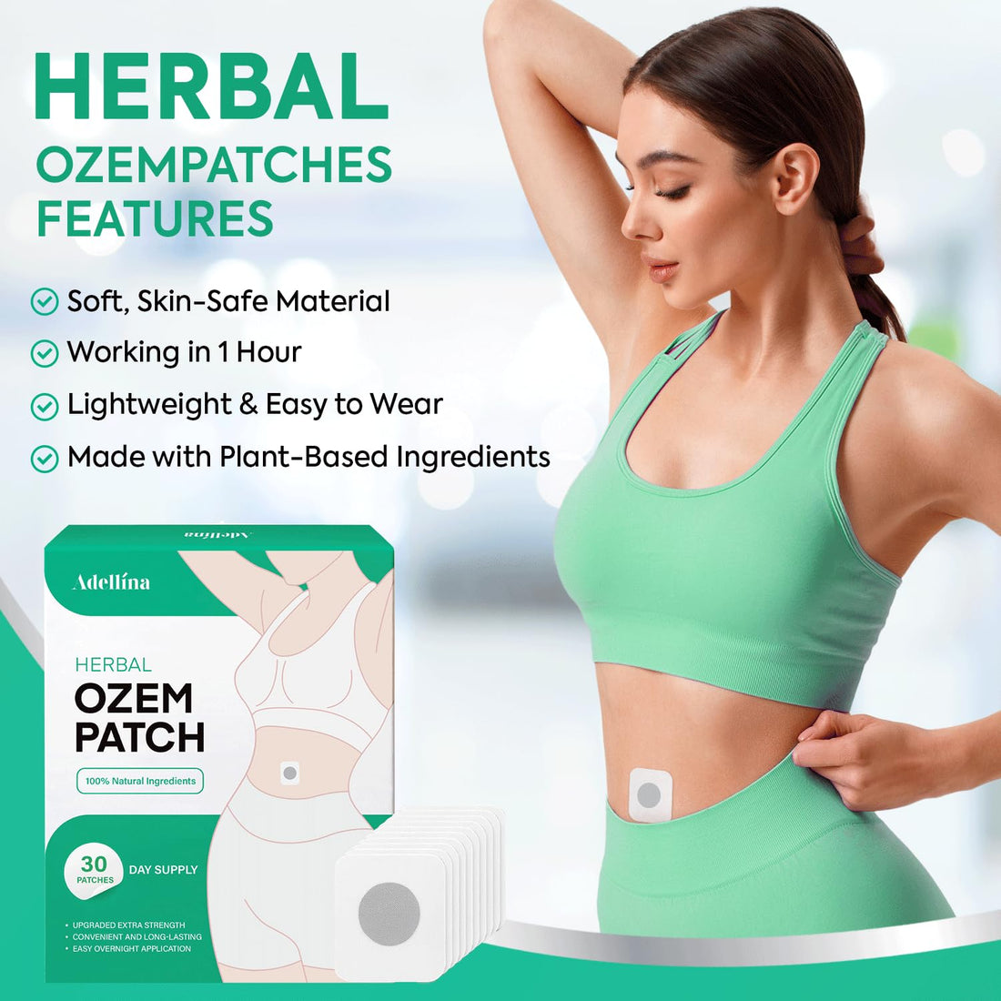 Rejuvacare Ozempatch for Women: Body Patch Para Bajar De Peso- Bodypatch Natural herbal Ingredients for Women Girls 30 pcs