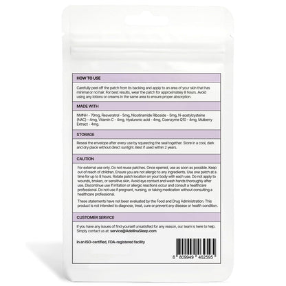 Adellina NAD+ Patches for Women 60 Count: Advanced Formula with NMNH Nicotinamide Coq10-2 Months Pack