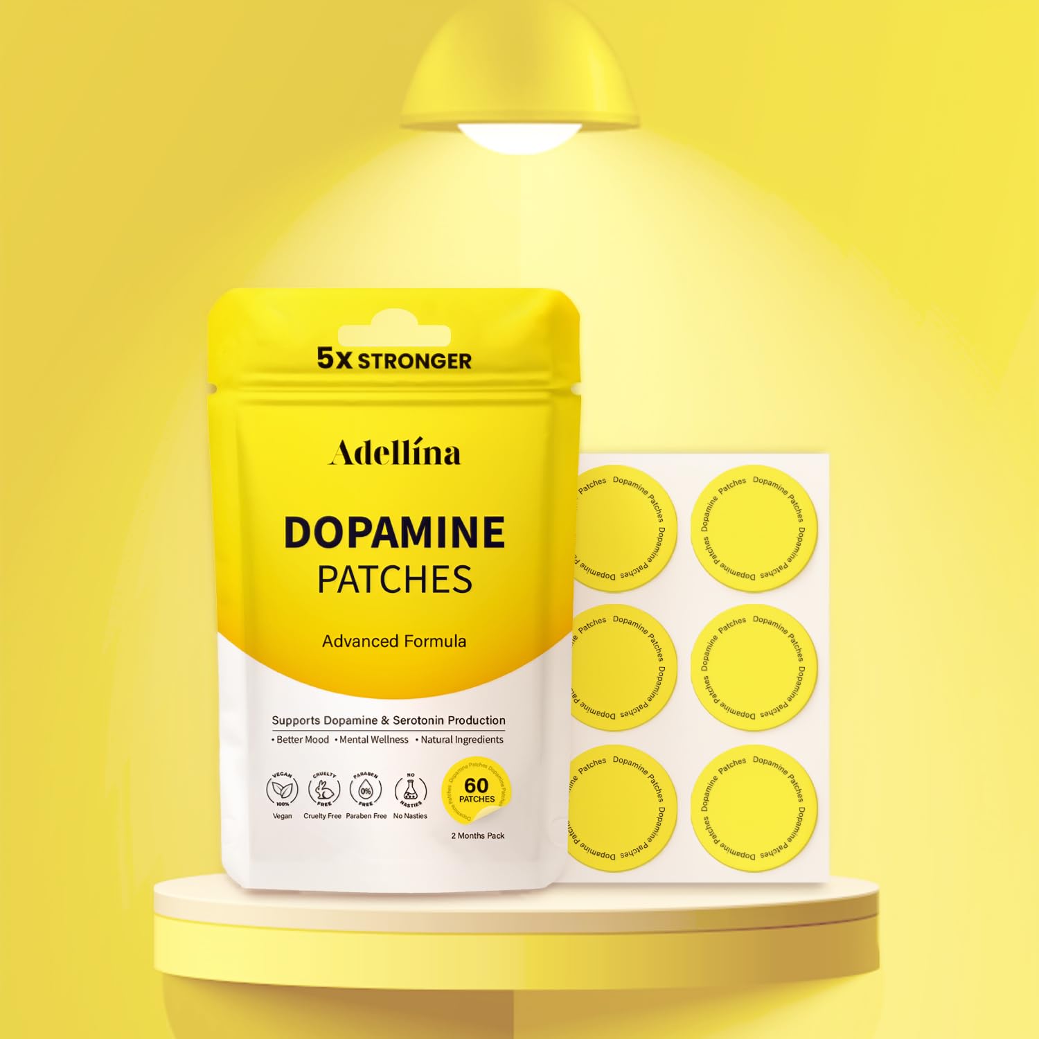 Dopamine Patches Extra Strength 60 Count: Mood Boost Patches for Daily Mental Wellness - Supports Dopamine &amp; Serotonin Balance for Men Women, 2Months Pack
